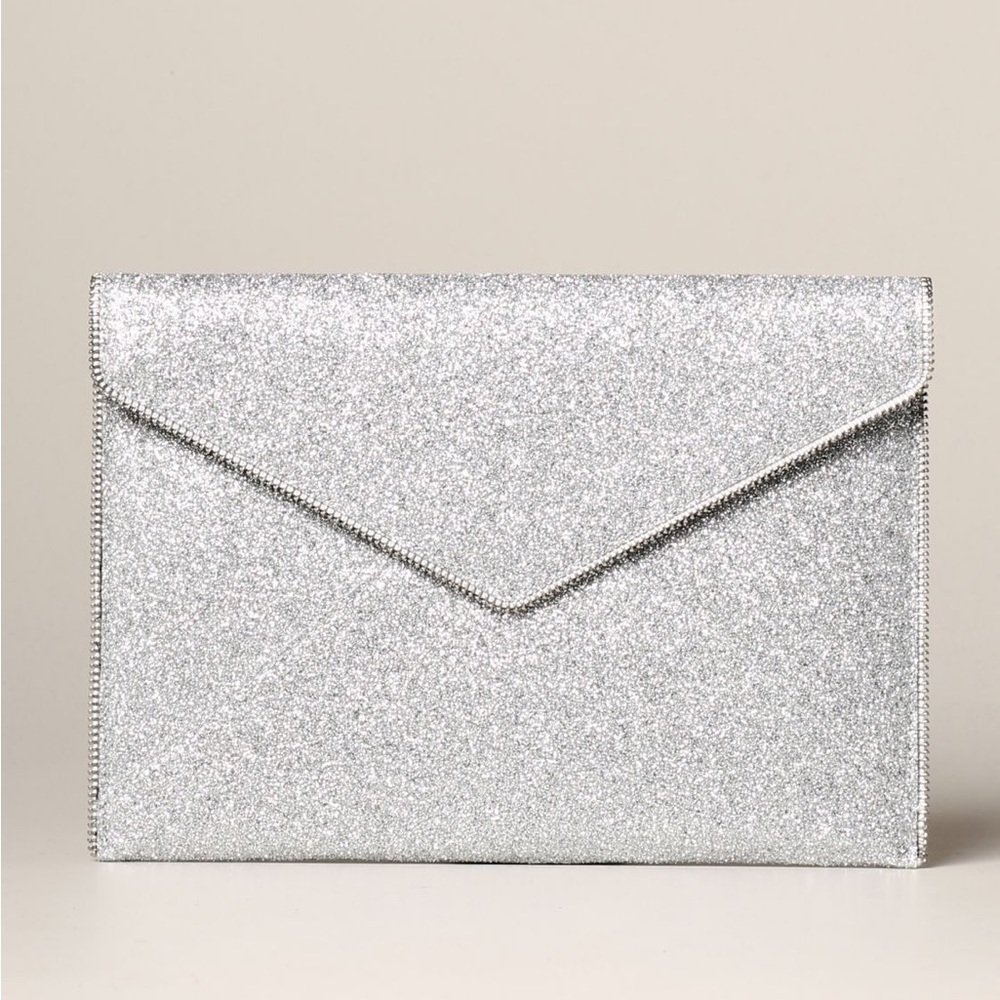 Rebecca Minkoff Silver Glitter Leo Clutch EUC - Picture 8 of 17